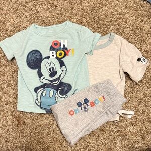 Disney Mickey Mouse Kids Pajama Set - Teal and Light Gray